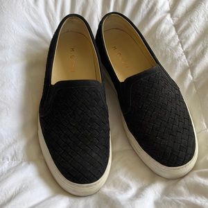 M. Gemi The Cerchio, Black Nubuck, Size 38.5 (Size 8). Slide on sneakers.